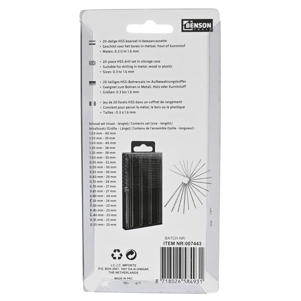 Bohrersatz 20-tlg HSS 0.3 bis 1.6 mm