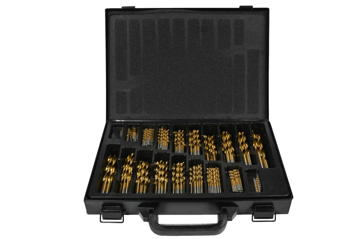 Drill bit set 170 pieces HSS titanium coated