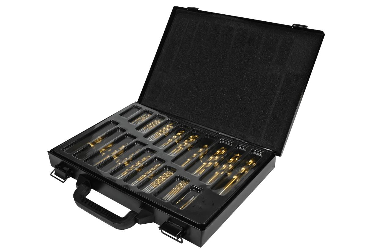 Drill bit set 170 pieces HSS titanium coated