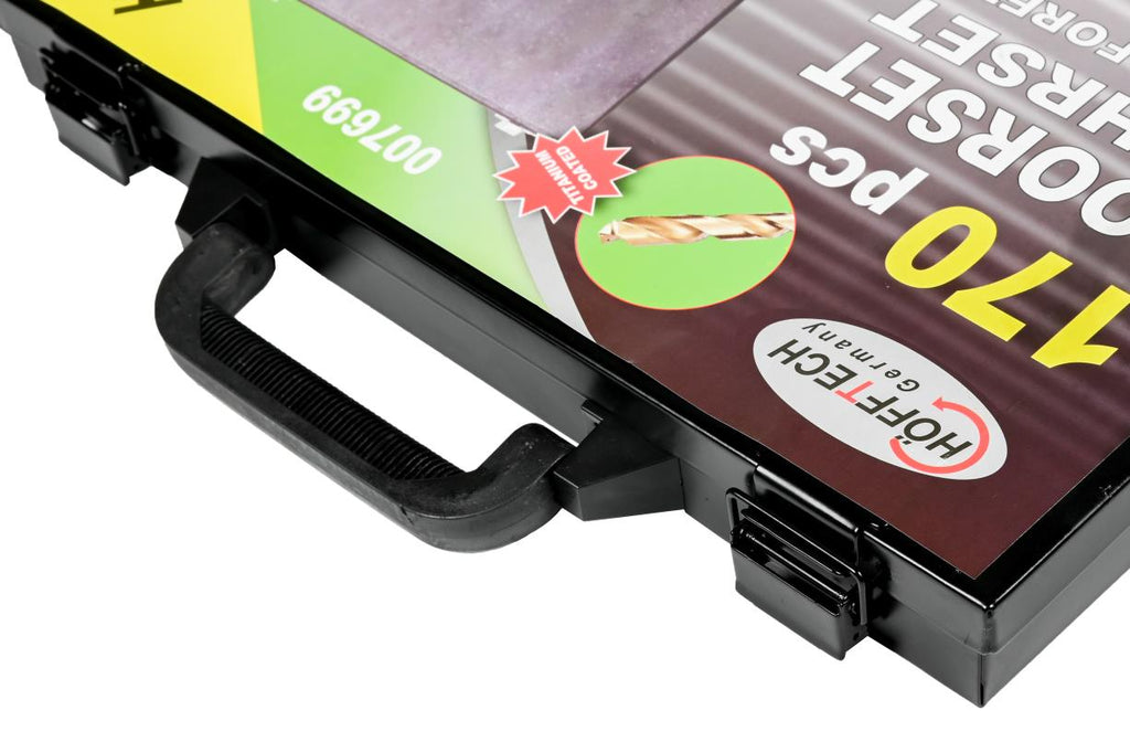 Drill bit set 170 pieces HSS titanium coated