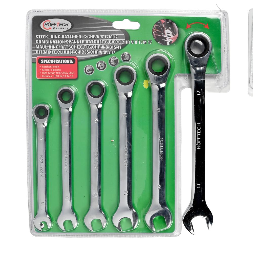 Ratschenring-Maulschlüsselsatz 6-tlg Cr-V