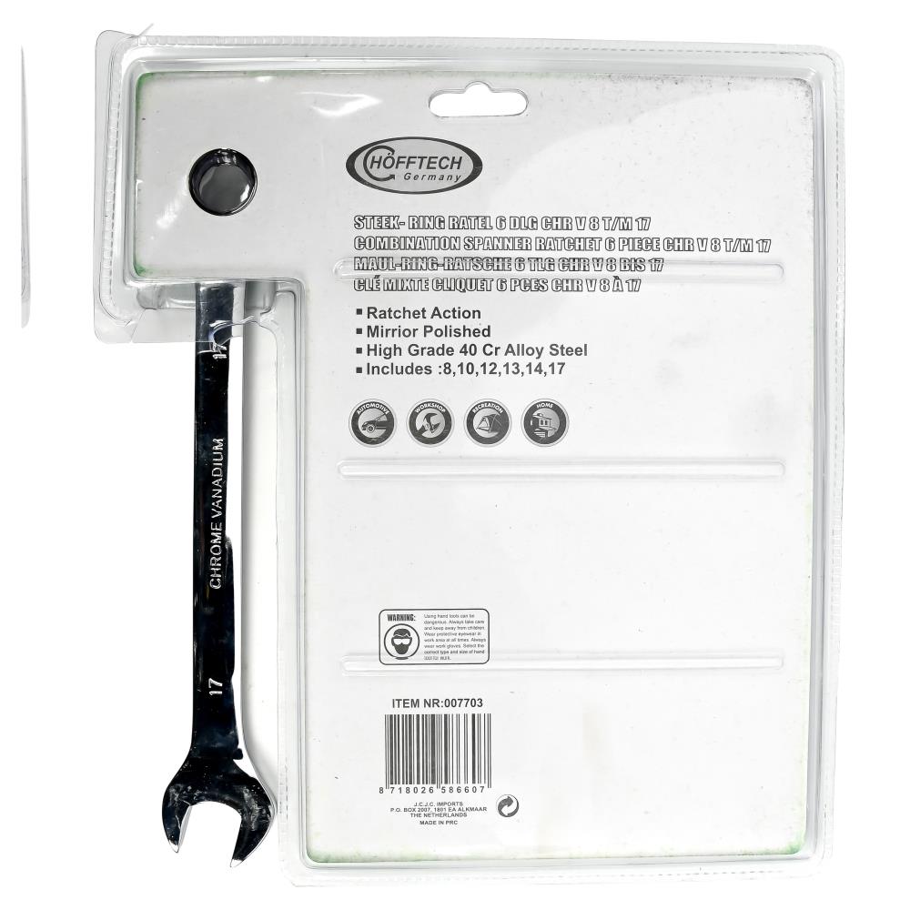 Ratschenring-Maulschlüsselsatz 6-tlg Cr-V