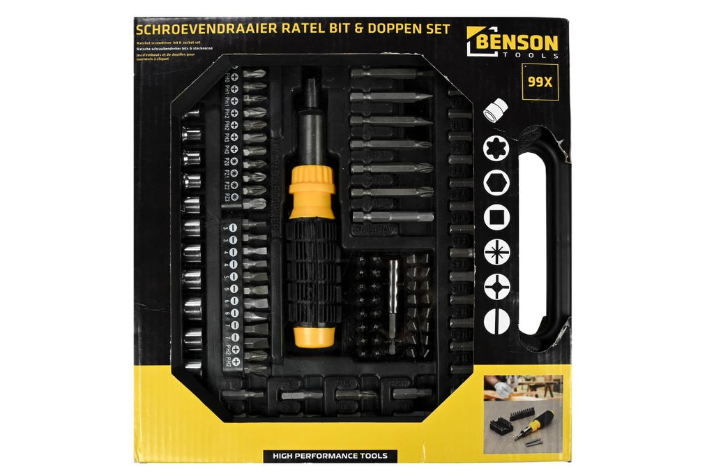 Ratsche Schraubendreher Bits + Stecknüsse Satz 99-tlg