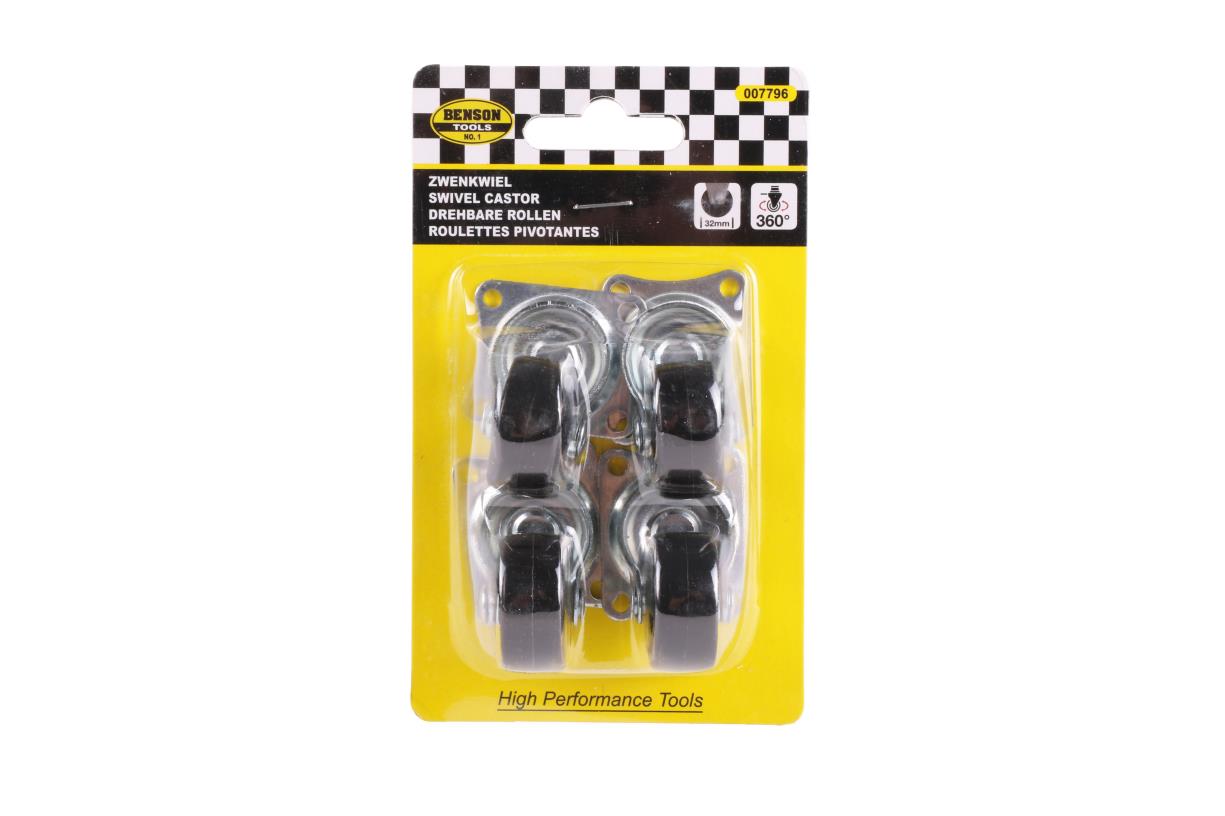 Lenkrollen-Set 50 mm schwarz 4-tlg