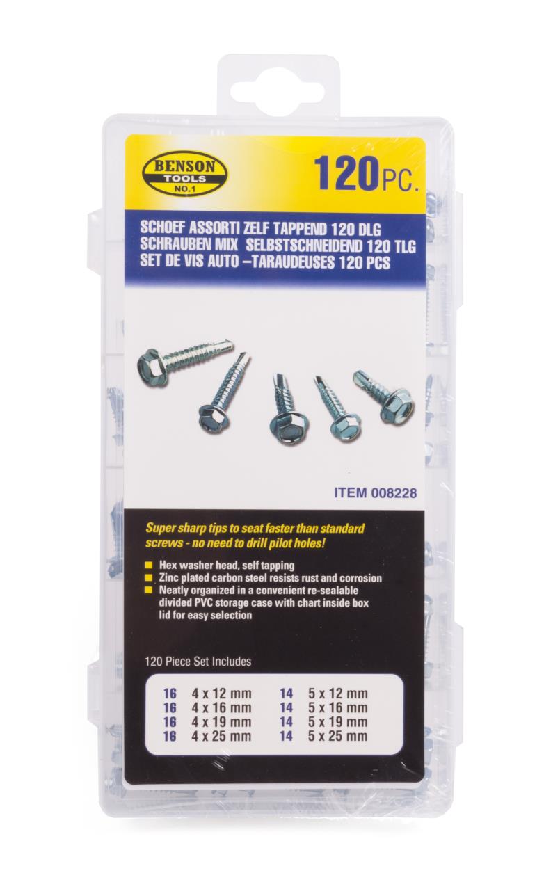 Schrauben-Set selbstbohrend 120-tlg