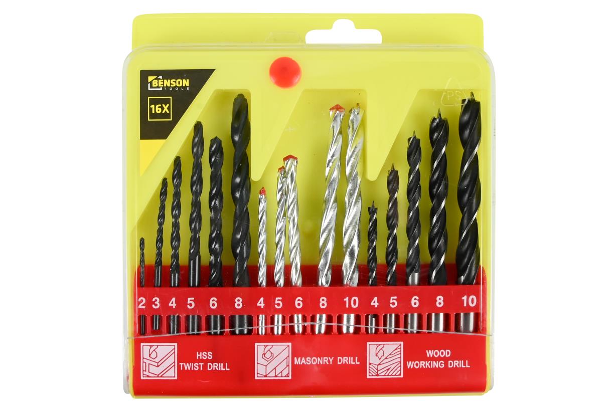 Bohrersatz 16-tlg Holz + Metall Koffer