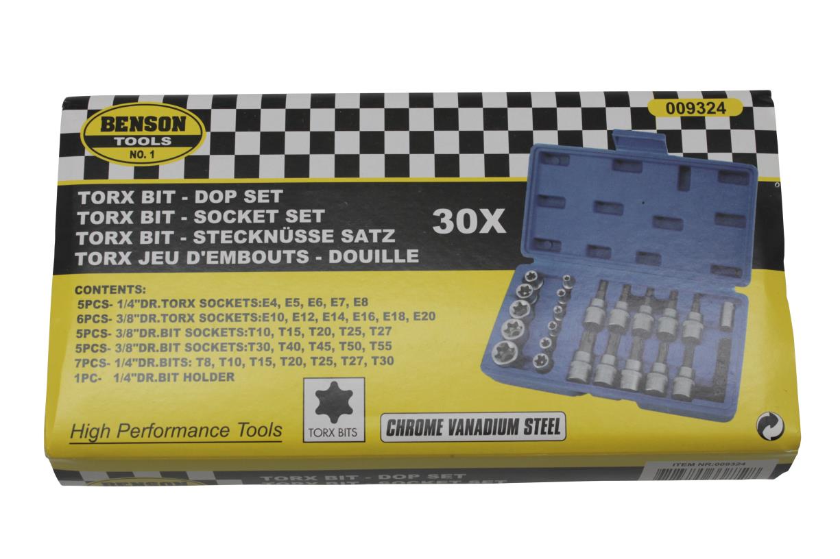 Torx-Bit-Steckschlüsselsatz 30-tlg Cr-V
