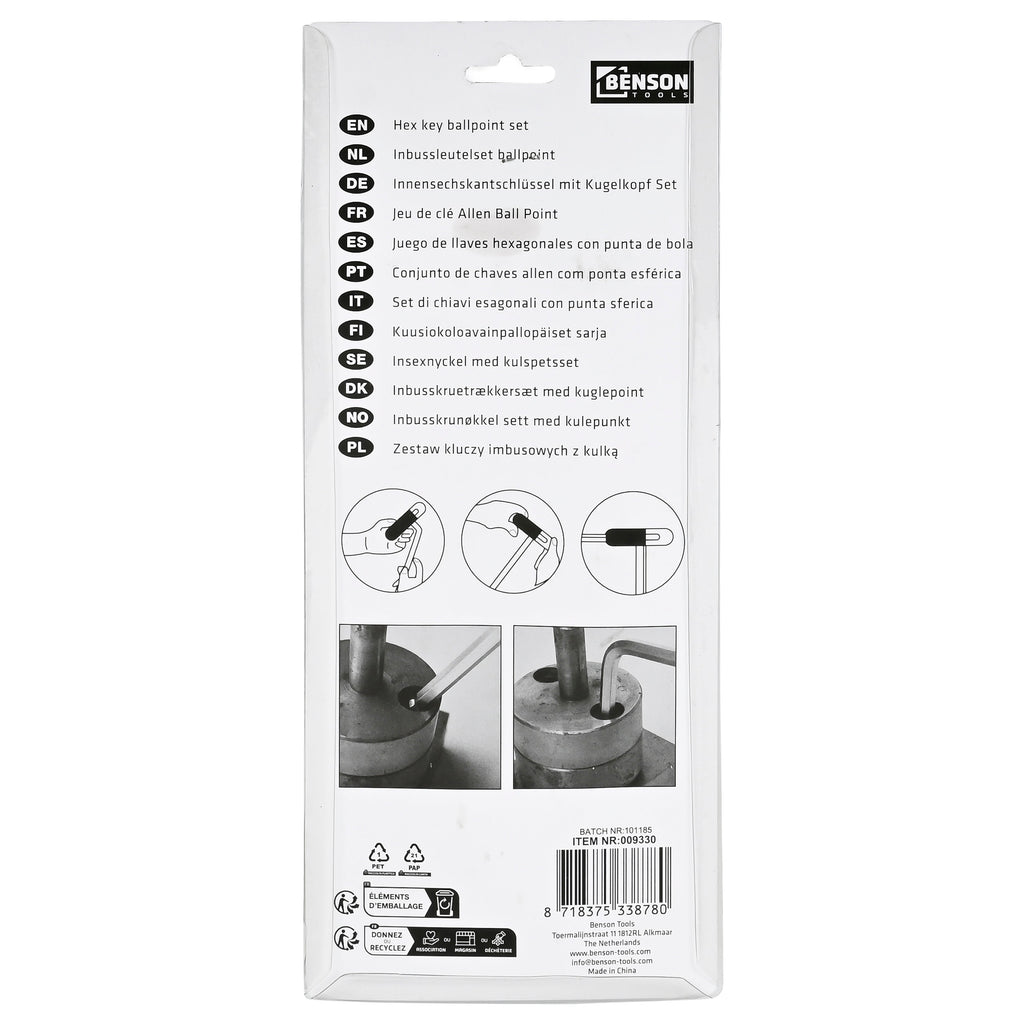 Innensechskantschlüssel Kugel Satz 10-tlg Cr-V