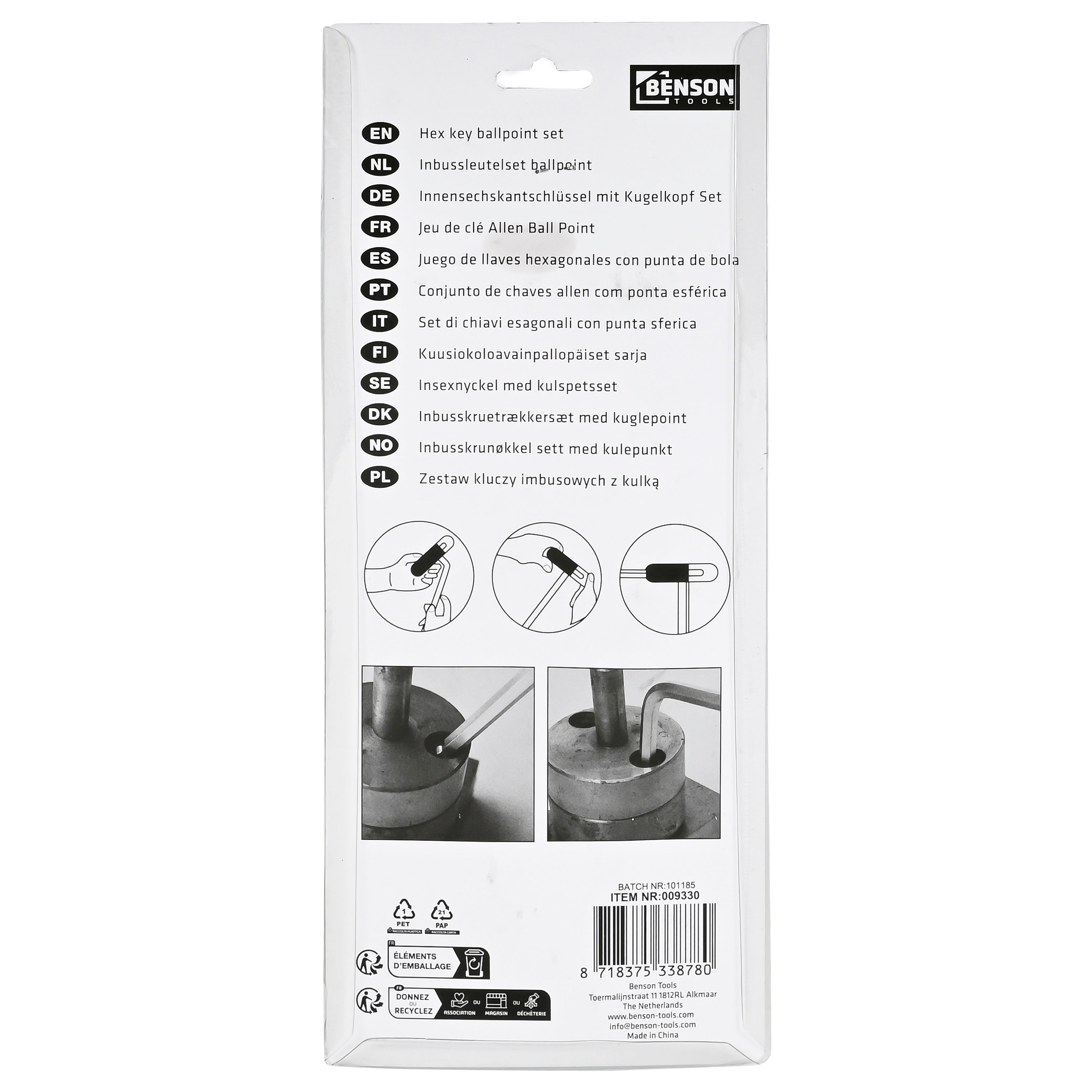 Innensechskantschlüssel Kugel Satz 10-tlg Cr-V