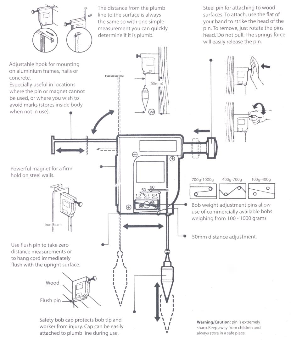 Plumb bob 400 g with magnet