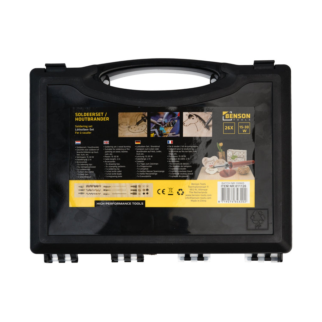 Houtbrander / soldeerset 15-30W 26 dlg