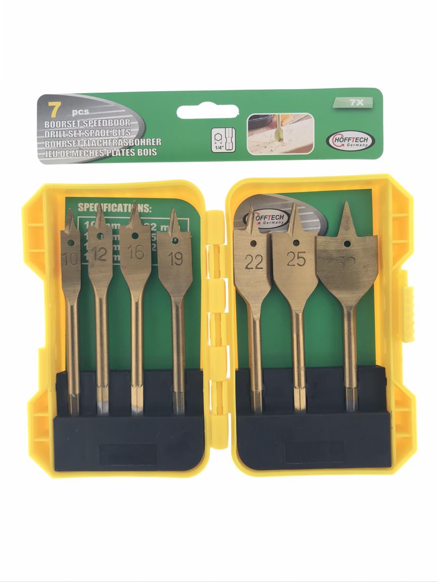 Bohrersatz 7-tlg Flachfräsbohrer Kassette
