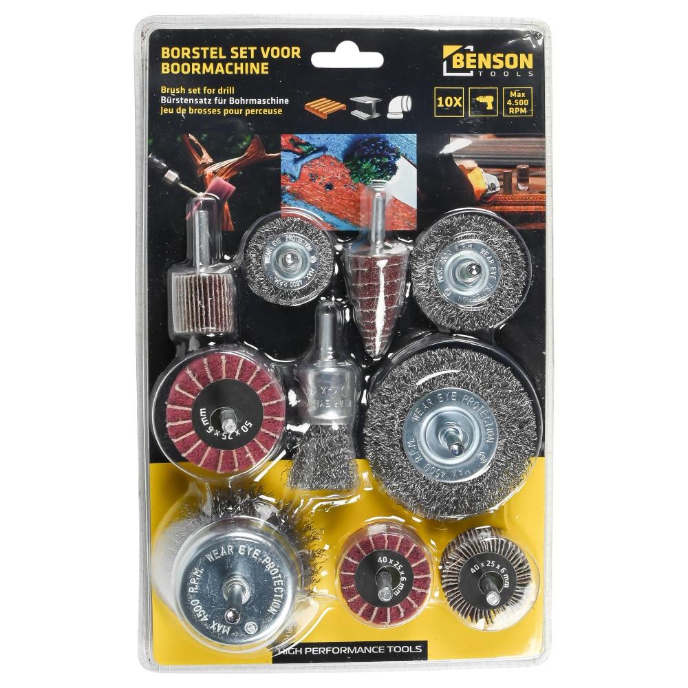 Bürstensatz für Bohrmaschine 10-tlg