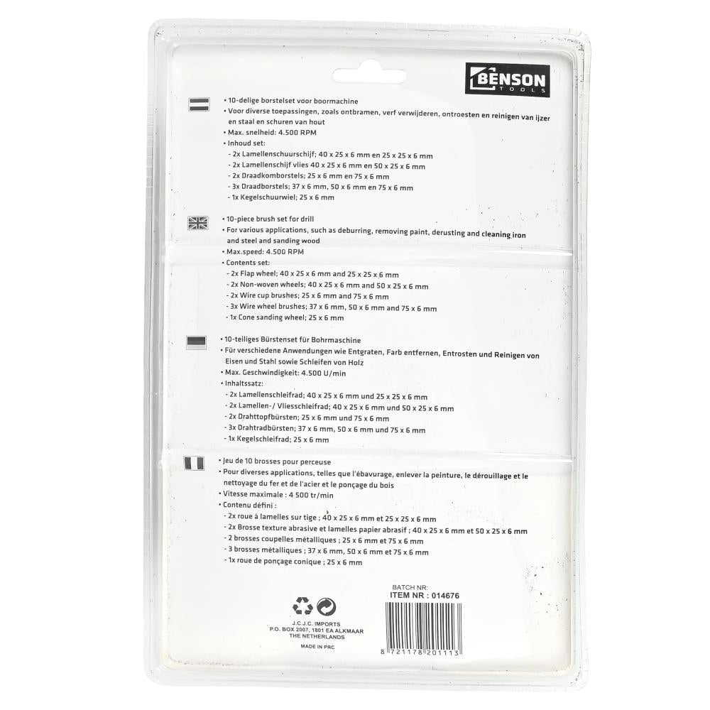 Bürstensatz für Bohrmaschine 10-tlg