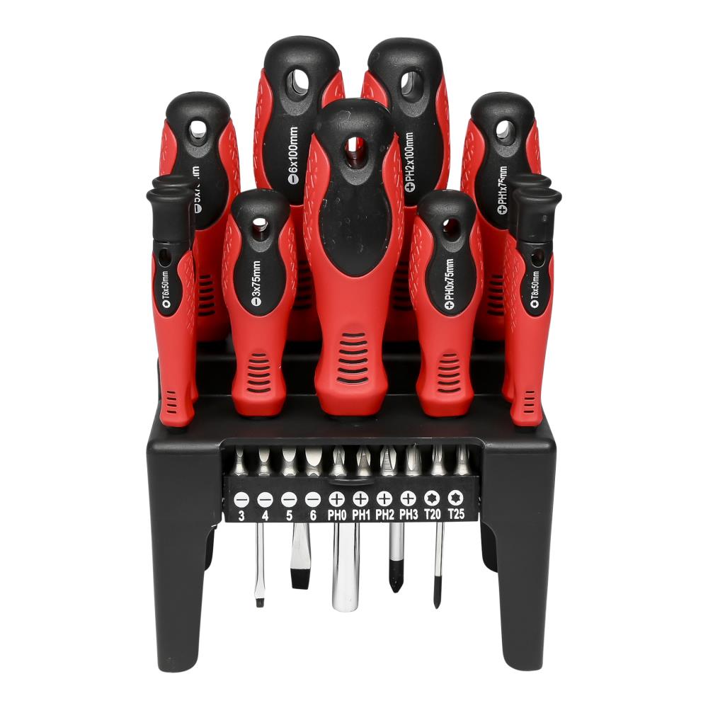 Schroevendraaier en bit set in rek 21 dlg