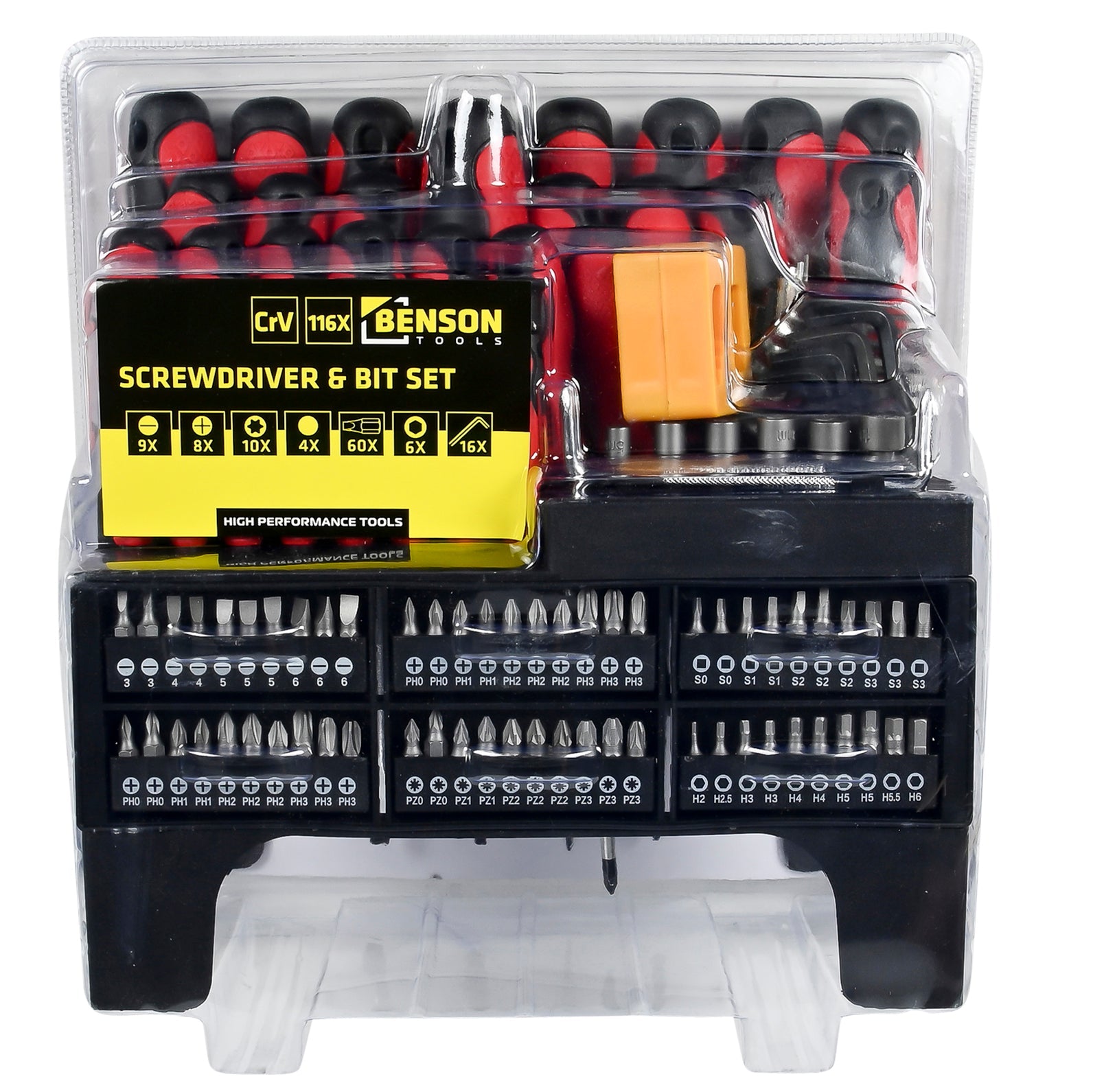 Schroevendraaier en bit set in rek 116 dlg