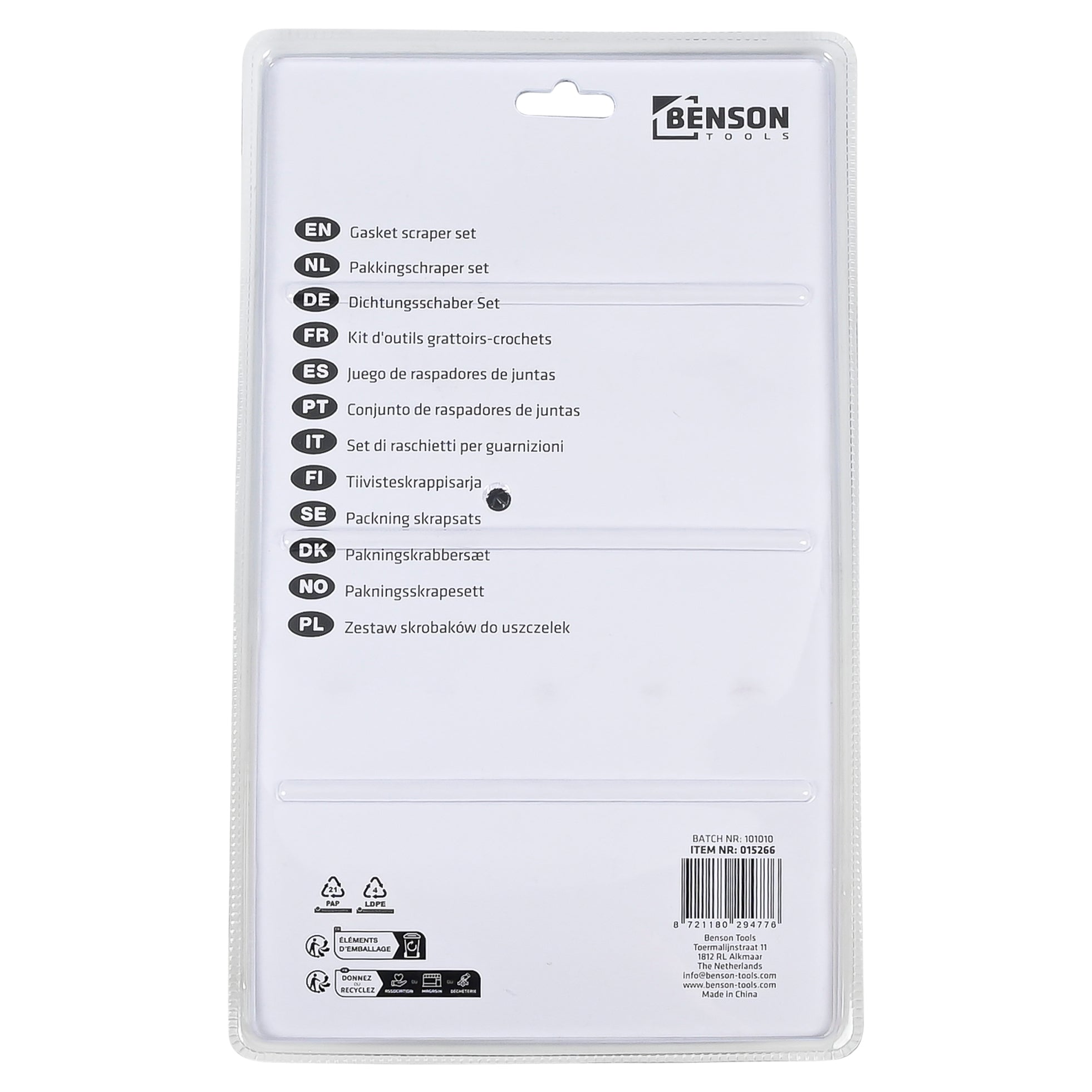 Pakkingschraper set 5 dlg